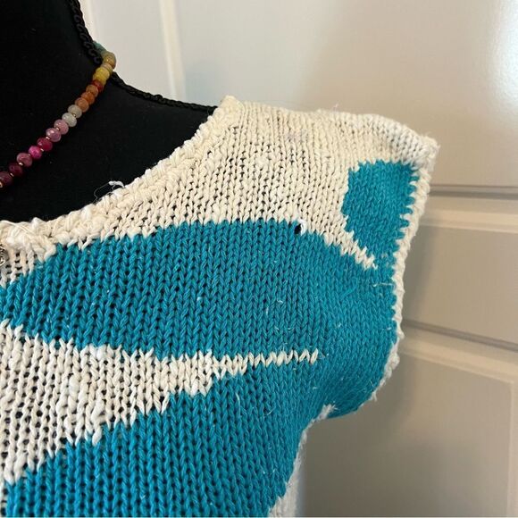 Ginenne Vintage Pink Blue Yellow Big Floral Knit Sweater Blouse S See Details - Picture 5 of 15